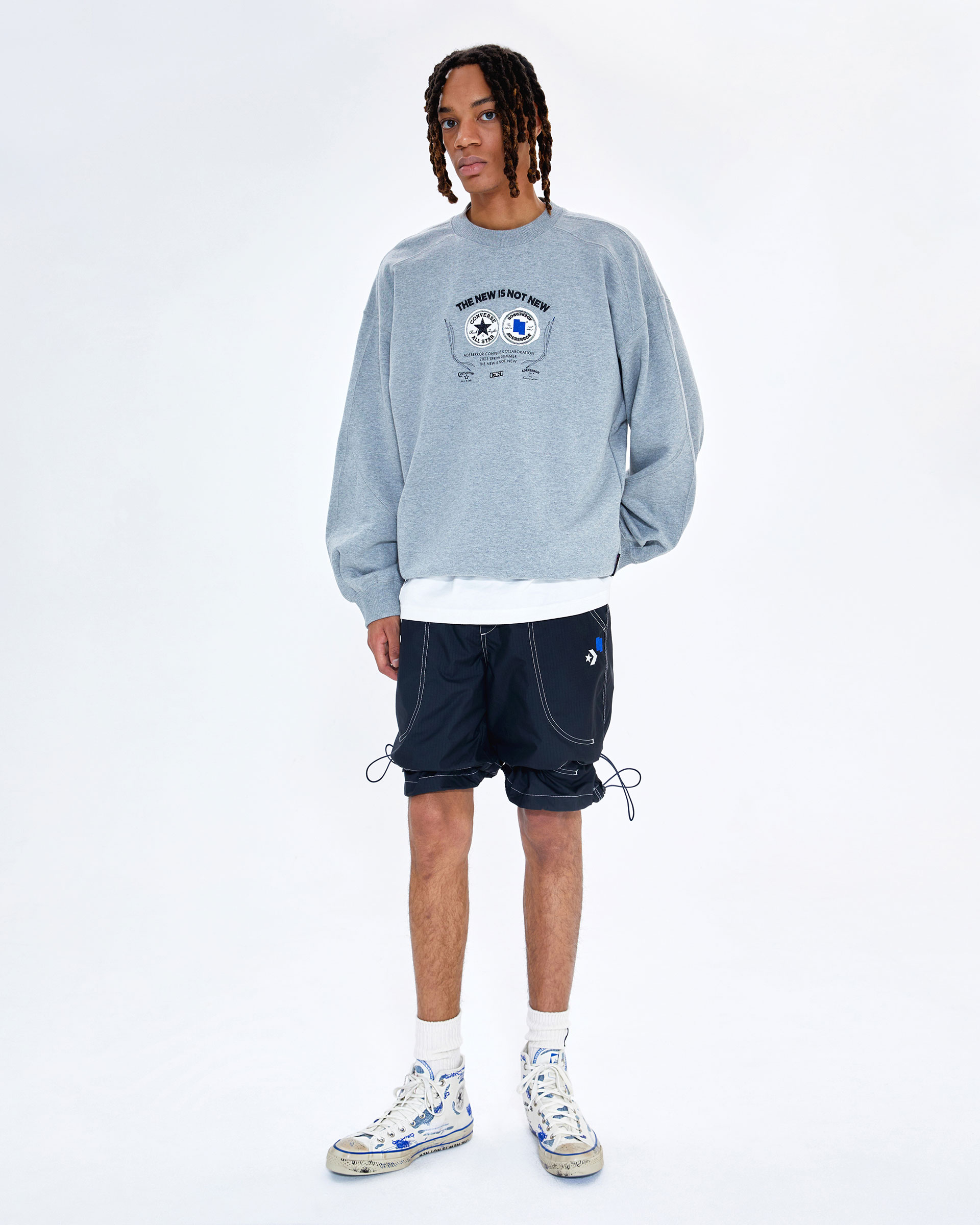 ADERERROR Sturdy hoodie グレー/ブルー ADERERROR