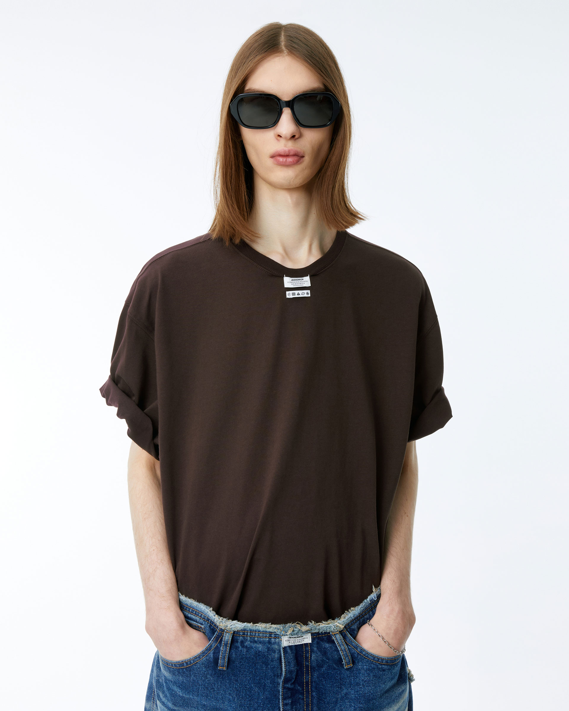 【ADERERROR】Langle t-shirt Noir Black Langle T-Shirt by ADER error on Sale