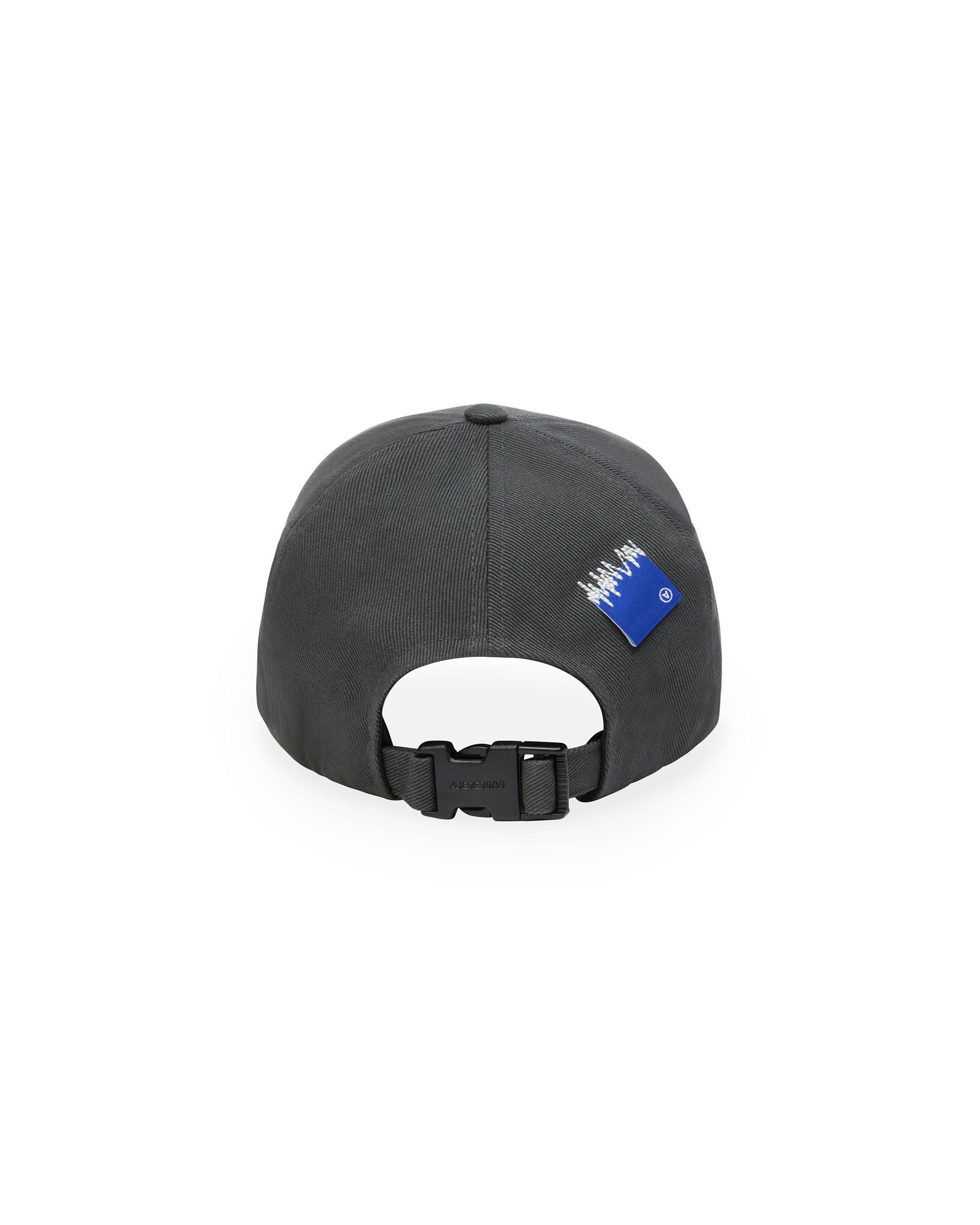 ADER A Cap in Charcoal — rear closure and blue label