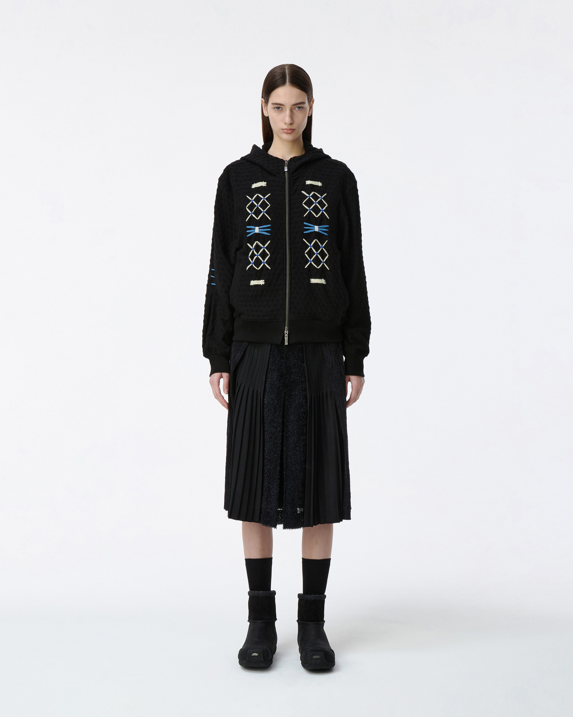 adererror タグ フーディ ジップアップ パーカー ブラック L ADERERROR